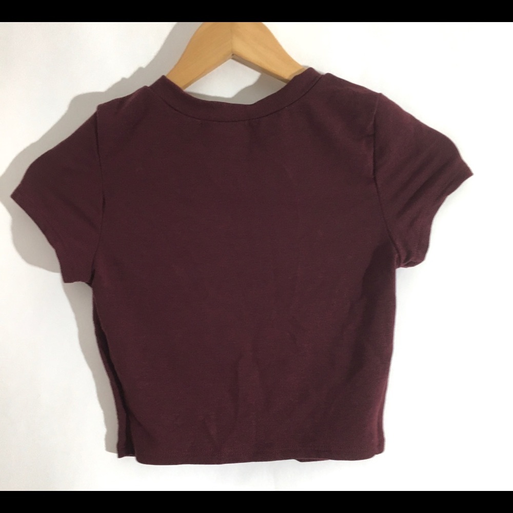 Fashion Nova Distressed Burgundy Crop Top - Picture 7 of 7